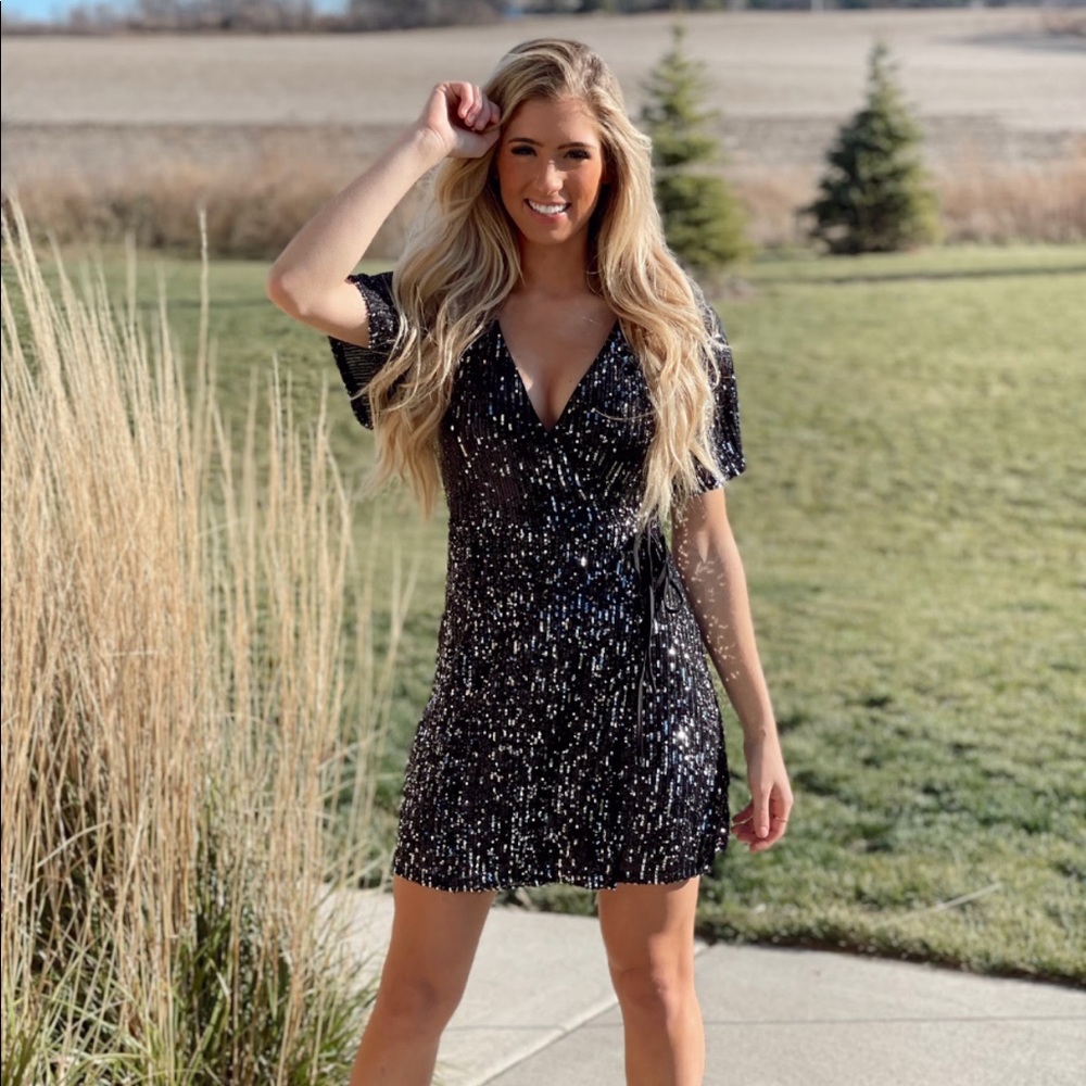 Sparkly v neck dress